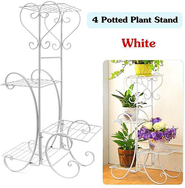 Generic 4 Tier Metal Shelves Flower Pot, Patio Plant Stands