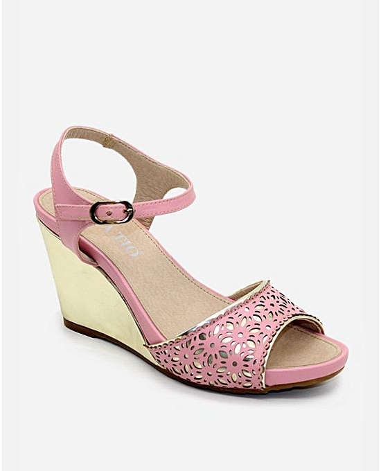 Tata Tio Cut Out Wedge Sandals - Pink