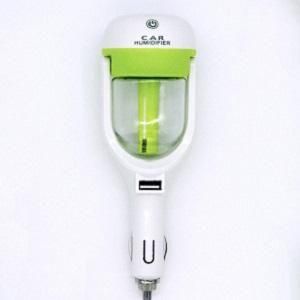 Car Humidifier With Usb Charger Port, White/green