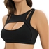 Push Up Sports Bra for Women, Azonee Padded Sexy Hollow Yoga Bra Cut Out Workout Crop Top Medium Support (L)