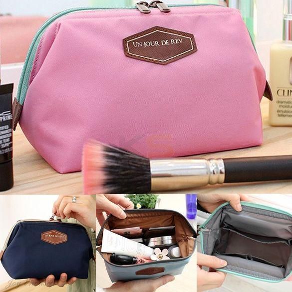 Cotton Blend Cosmetic Bag Waterproof Travel Make Up Bag Wash Gargle Organizer Bag-Pink