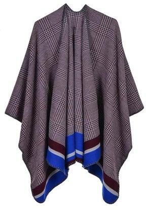 Colorblock Pattern Knitted Poncho Multicolour
