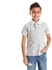 Bongo Chevron Pattern Short Sleeves Boys Polo Shirt - Cloud Grey