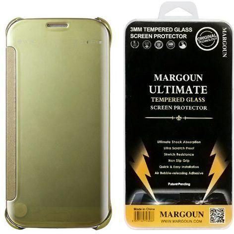 Margoun Flip Shell Mirror Case Cover with Screen Protector Compatible with Samsung Galaxy S6 G920F