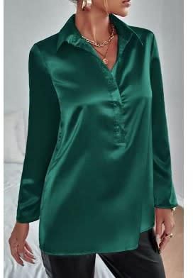 Women's Green Silk Blouse