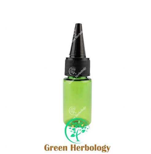 Greenherbology 10ML PET Plastic Flat Shoulder Bottle with Long Nozzle Cap (Green)