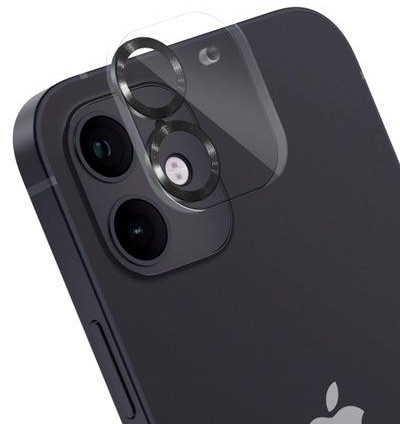 Moxedo Camera Lens Protector, 9H Tempered Glass, Scratch Resistant Aluminum Alloy Frame Camera Cover Screen Protector Compatible for iPhone 12/6.1 inch - EERIE BLACK