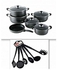 Generic 11 Pieces - Non Stick Cooking Pots With 6 Non-stick Spoons- Black .