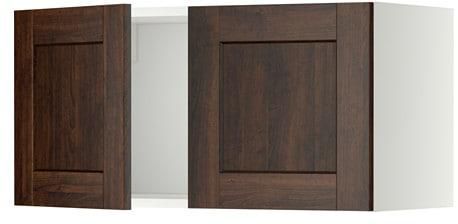 METOD Wall cabinet with 2 doors, white, Edserum brown