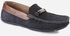 Artwork Textured Leather Loafers - Navy Blue