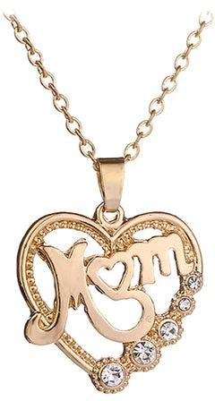 Rhinestone Heart Mom Pendant Necklace