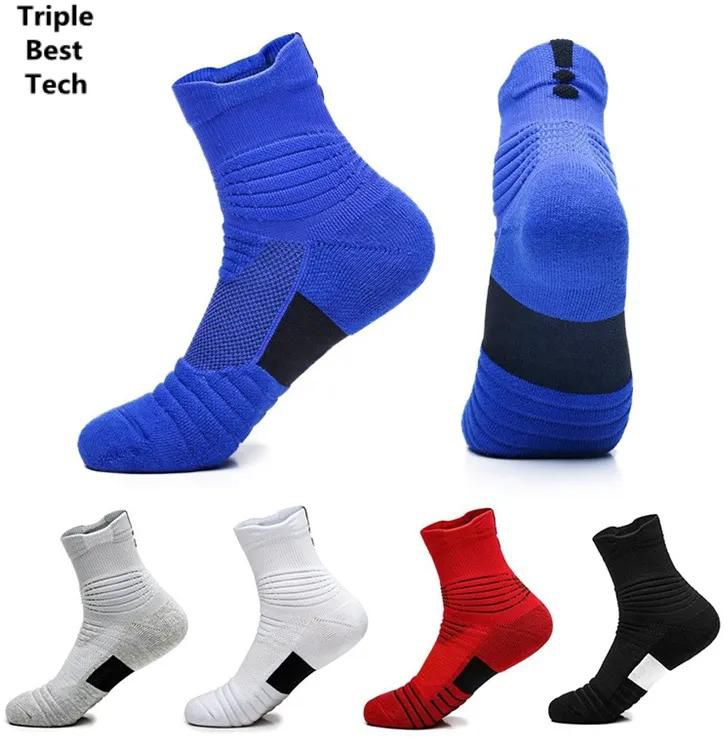 5 Pairs High Quality Men's Professional Basketball Running Compression Cotton Sports Stockings Socks 5 Pairs Crew Middle Ankle Size Mix Color Suit Grils Hosiery Black For Men Man B