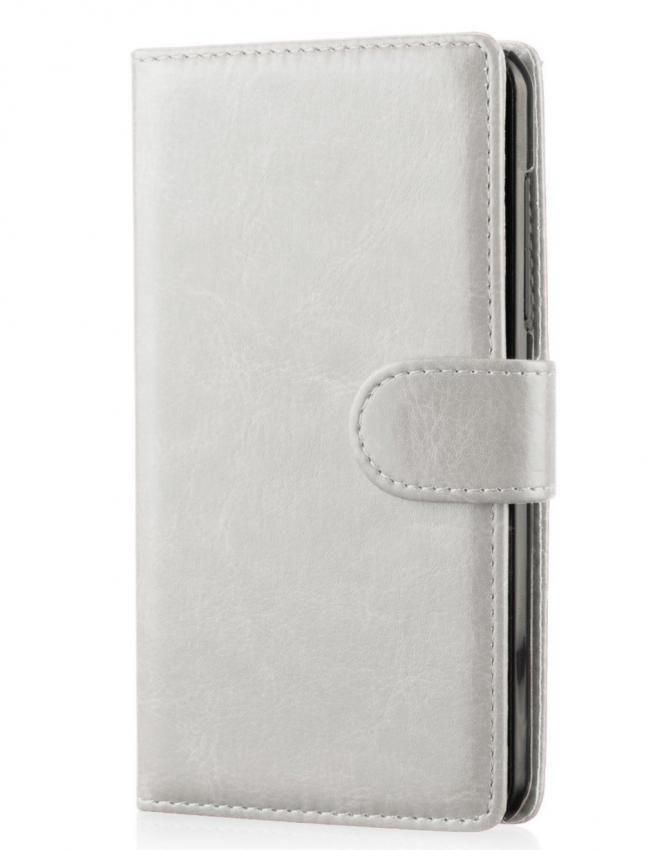 Elite PU Leather Flip Wallet Cover for Samsung Galaxy G360 Core Prime - White