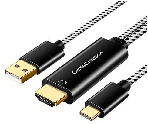 USB C to HDMI Cable with Charging Port, CableCreation 6FT USB Type C to HDMI with Charger, Compatible with Galaxy S20 /S10 /S9, LG V40 /V35/ V30 /Q8 /G7 /G5,MacBook Pro/Air/iPad Pro 2020 2019 2018