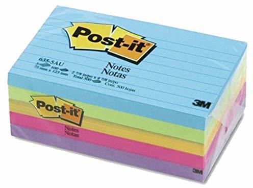 Post-It Notes 3 X 5 Ultra Colors Lined 100 Sheets Pad 5 Pads In Pack
