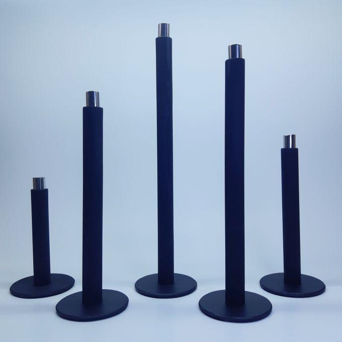 Candle Holder Set 5 Pieces Different Lengths Wood With Aluminum Base