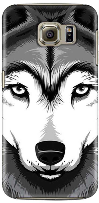 Protective Case Cover For Samsung Galaxy S6 Edge Black And White Wolf