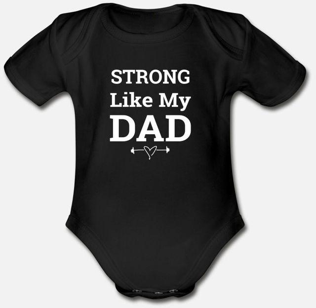 Strong Like Dad White Organic Short Sleeve Baby Bodysuit
