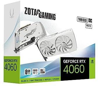 Zotac GAMING GeForce RTX 4060 8GB Twin Edge OC White Edition DLSS 3 8GB GDDR6 128-bit 17 Gbps PCIE 4.0 Compact Gaming Graphics Card, SPECTRA RGB Lighting, ZT-D40600Q-10M