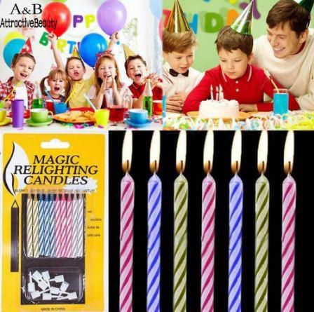 Lsthome 10 Pcs/lot Magic Relighting Candles Funny Birthday (As Picture)