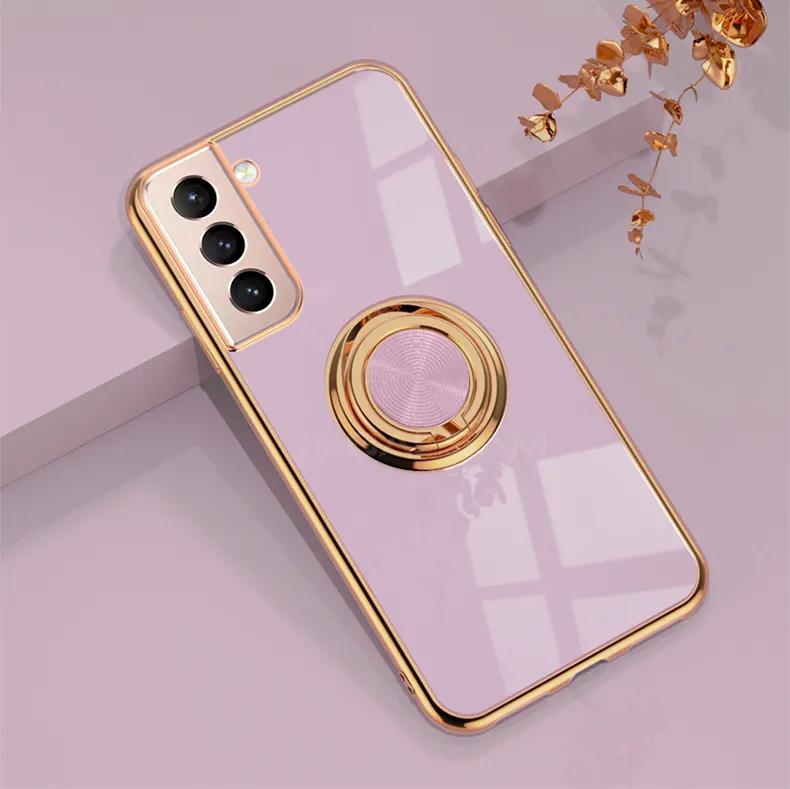 Samsung Galaxy S21 Galaxy S21+ Plus Phone Case Electroplating TPU Case with Roating Ring Stand