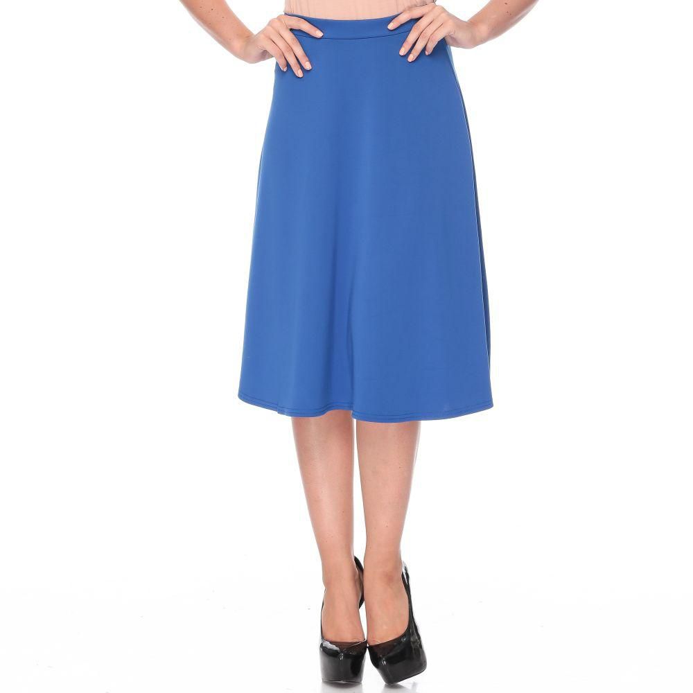 Boohoo AZZ34748 Arianna Plain Full Circle Midi Skirt for Women - Blue, 8 UK