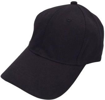 قبعة من قماش كتاني بأزرار كبس خلفية أسود