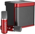 YS-203 Portable Wireless Bluetooth Karaoke Speaker Stereo Bass With Dual Microphones. Red/Black.