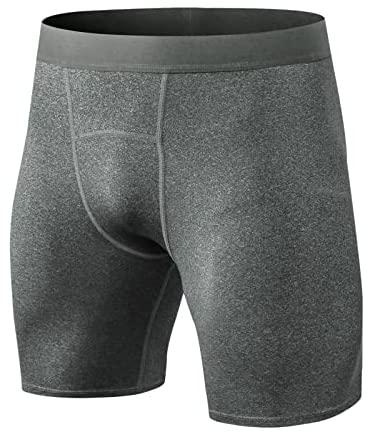 YOUYOUOK Sports Shorts Men's Running Compression Shorts Slimming Fitness Underwear Training and Exercise Basketball Bottoms Fast Dry Gym (Color : Gray, Size : XX-Large)