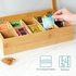 Navaris Bamboo Tea Box - Chest Organiser with 10 Compartments for Tea Bags - Wooden Case Container with Transparent Lid for Individual Tea Bag Storage