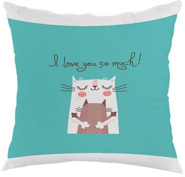I Love You So Much Printed Cushion Cover Green/White/Brown 40x40centimeter