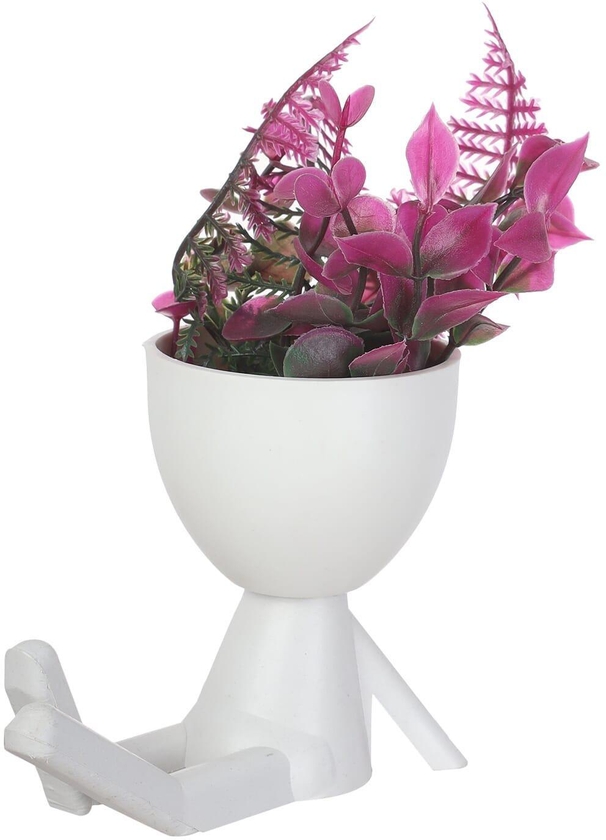 Get Plastic Desk Vase In The Shape Of A Boy, 7 Cm - White Purple with best offers | Raneen.com