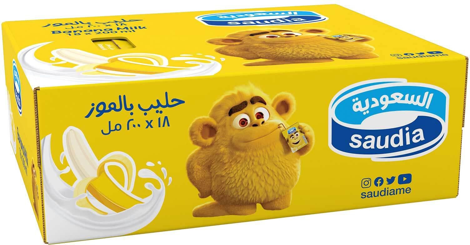 Saudia long life banana milk 200ml x18