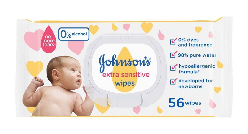 Johnson's Extra Sensitive Baby Wet Wipes - 56 Wipes