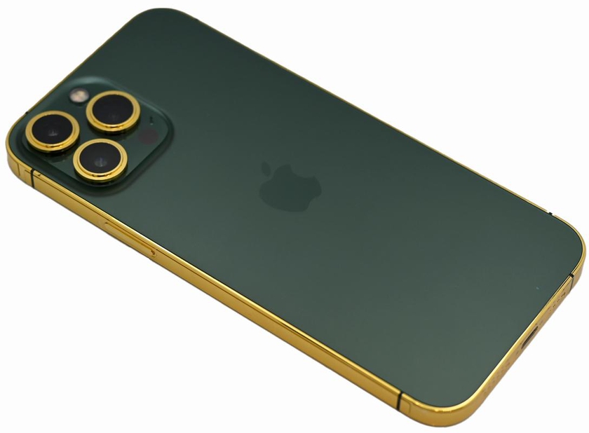 Caviar Luxury 24k Gold Frame Customized iPhone 13 Pro Max 256 GB Royal Green