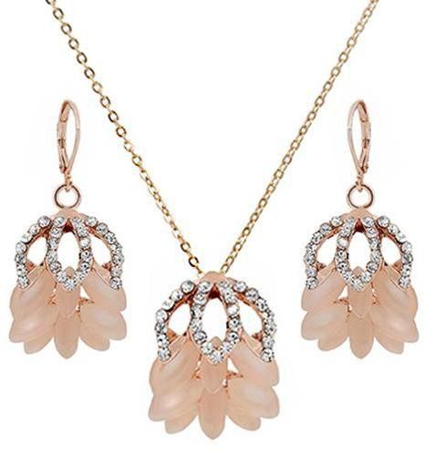 Mysmar Women's Rose Gold Plated with Beads and White Crystal  Jewelry Set - AR1110