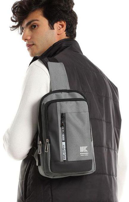 Chest Bag USB Messenger Crossbody Bags For Unisex Waterproof - Grey