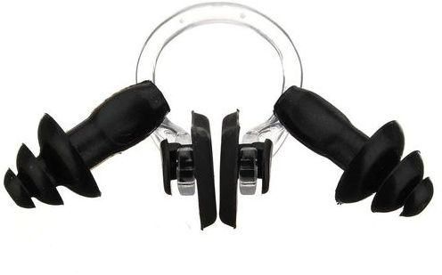 Fashion Waterproof Soft Silicone Swimming Set Nose Clip Ear Plug Earplug Useful Tool(Black)