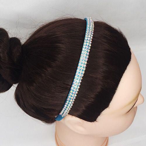 House Of Genevieve Crystal Studded Satin Ribbon Alice Hair Band Kids Fashion Girls Hair Accessories - Blue