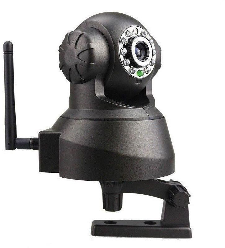Black 1280x720P HD H.264 Wireless/Wired IP Camera with Two-Way Audio IR-Cut Filter Night Vision Pan/Tilt Control QR Code Scan Phone remote monitoring supported