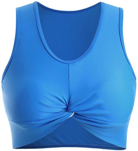 Solid Cropped Twist Front Plus Size Swim Top - 3x
