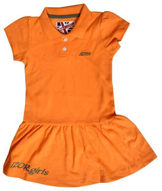 Izor Girls Buttoned Short Sleeves Polo Dress - Orange