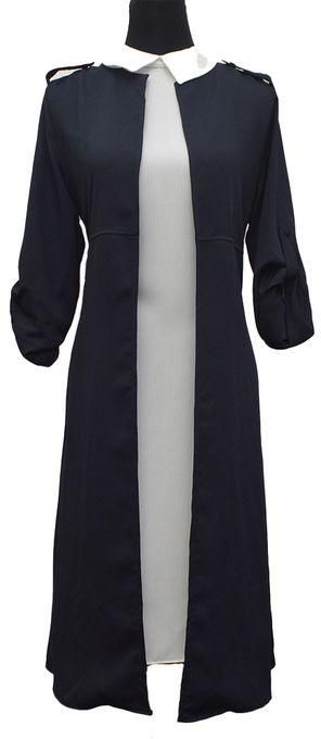 White Collar Dress With Navy Blue Kimono Jacket (2 In 1)