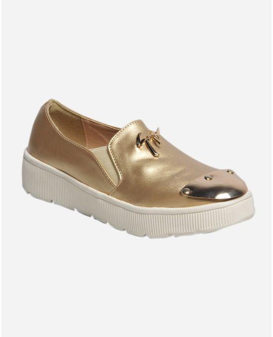 Club Shoes Flat Casual Shoes - Gold