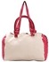 Scarf Home Off-White & Pink Leather Bowling Bag with Pin Holes Effect