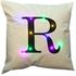 LED Light Up Letter R Print Throw Pillow Cover White 45x45centimeter