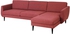 SMEDSTORP 4-seat sofa with chaise longue - Lejde red/brown/black