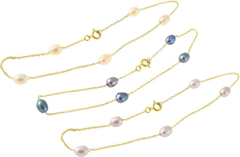 Vera Perla 10k Solid Gold Genuine Pearls 3 Pcs Bracelets [10KPuPB]