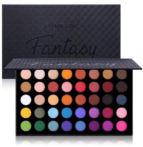 (CHANGEABLE FANTASY PALETTE) - CHANGEABLE Pro 39 Colours Eyeshadow Palette Matte Shimmer Make Up Eyeshadow Palette Highlight Pigmented Eye Shadow Powder Natural Pink Black Colours Long Lasting Wate...