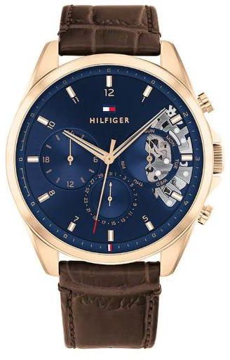 Get Tommy Hilfiger 1710453 Analog Dress Watch For Men, 44 mm, Leather Band - Brown with best offers | Raneen.com